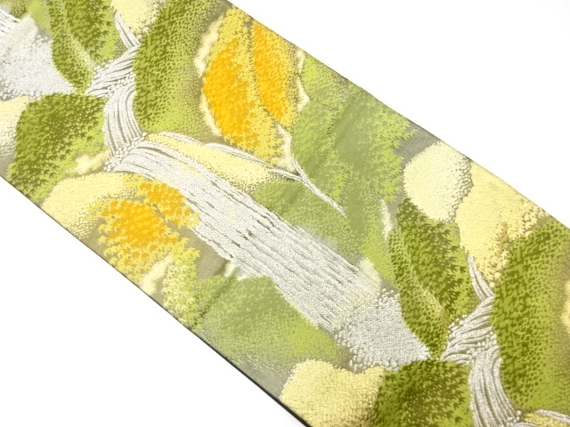 樹木に滝模様織り出し　袋帯